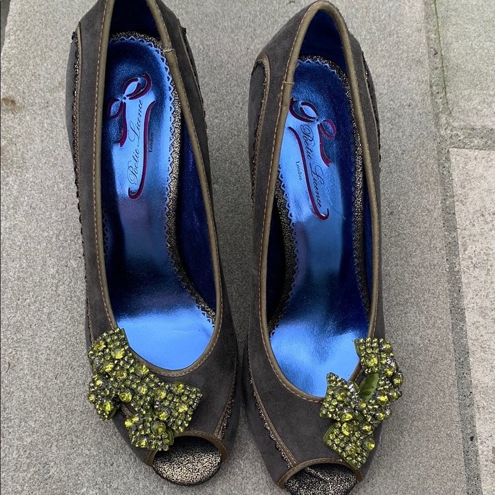 Elegant Peep-Toe Heels with Embellished Bow